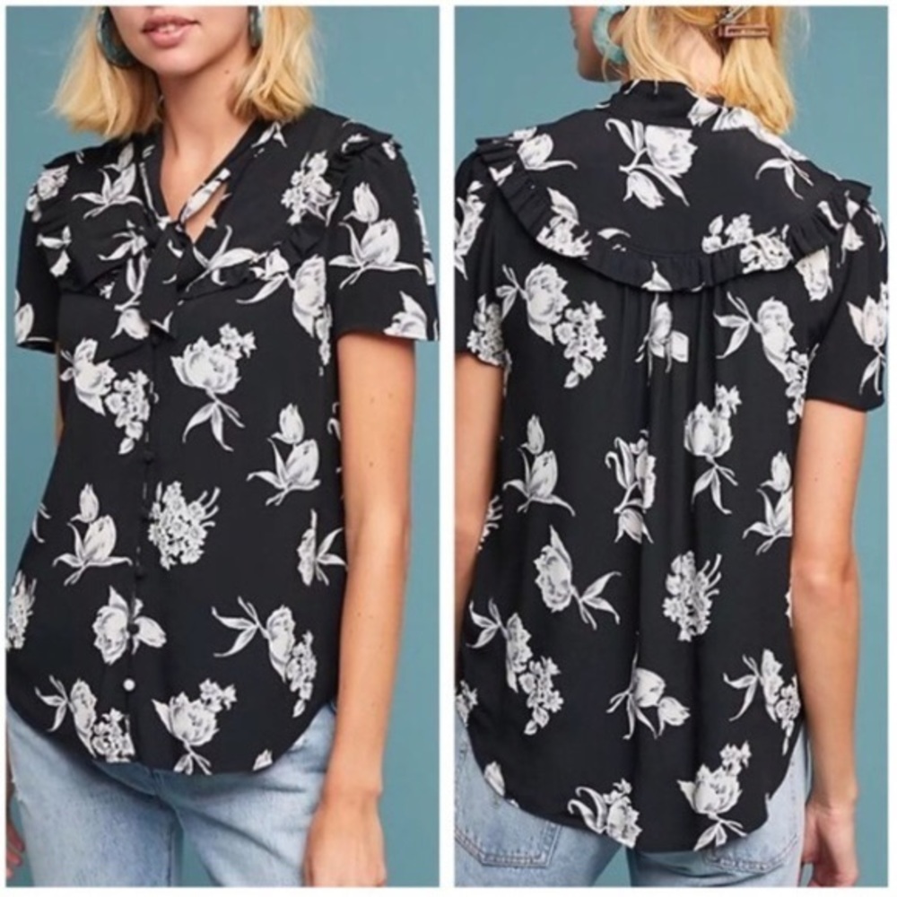 Anthropologie Maeve Adagio tie-neck blouse